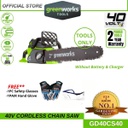 Greenworks GD40CS40 40V 16'' Cordless Chainsaw (Without Battery &amp; Charger)