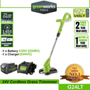 Greenworks G24LT 24V Cordless Grass String Trimmer (With 4AH Battery &amp; Charger)