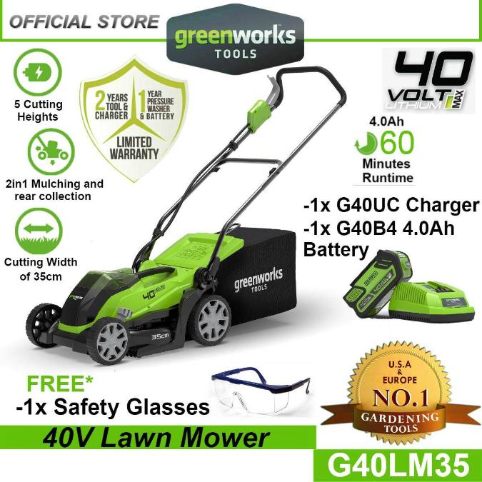 Greenworks G40LM35 40V Lawn Mower (With 4AH Battery &amp; Charger)