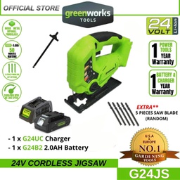 Greenworks G24JS 24V Cordless Jig Saw (With 2AH Battery &amp; Charger)